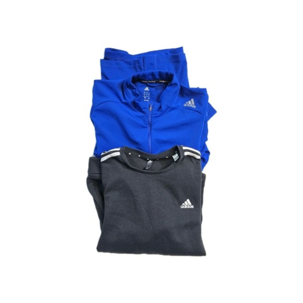 Adidas ESSENTIALS FLEECE 3-STRIPES SWEATSHIRT Black Blue L‎  Men's Lot Of 2